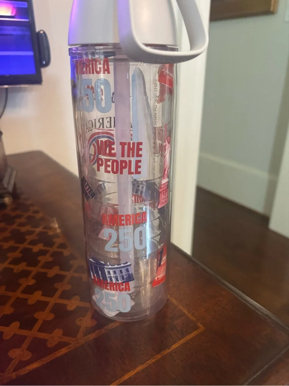 Patriotic America 250 Clear Travel Tumbler - Red, White & Blue Never Used!